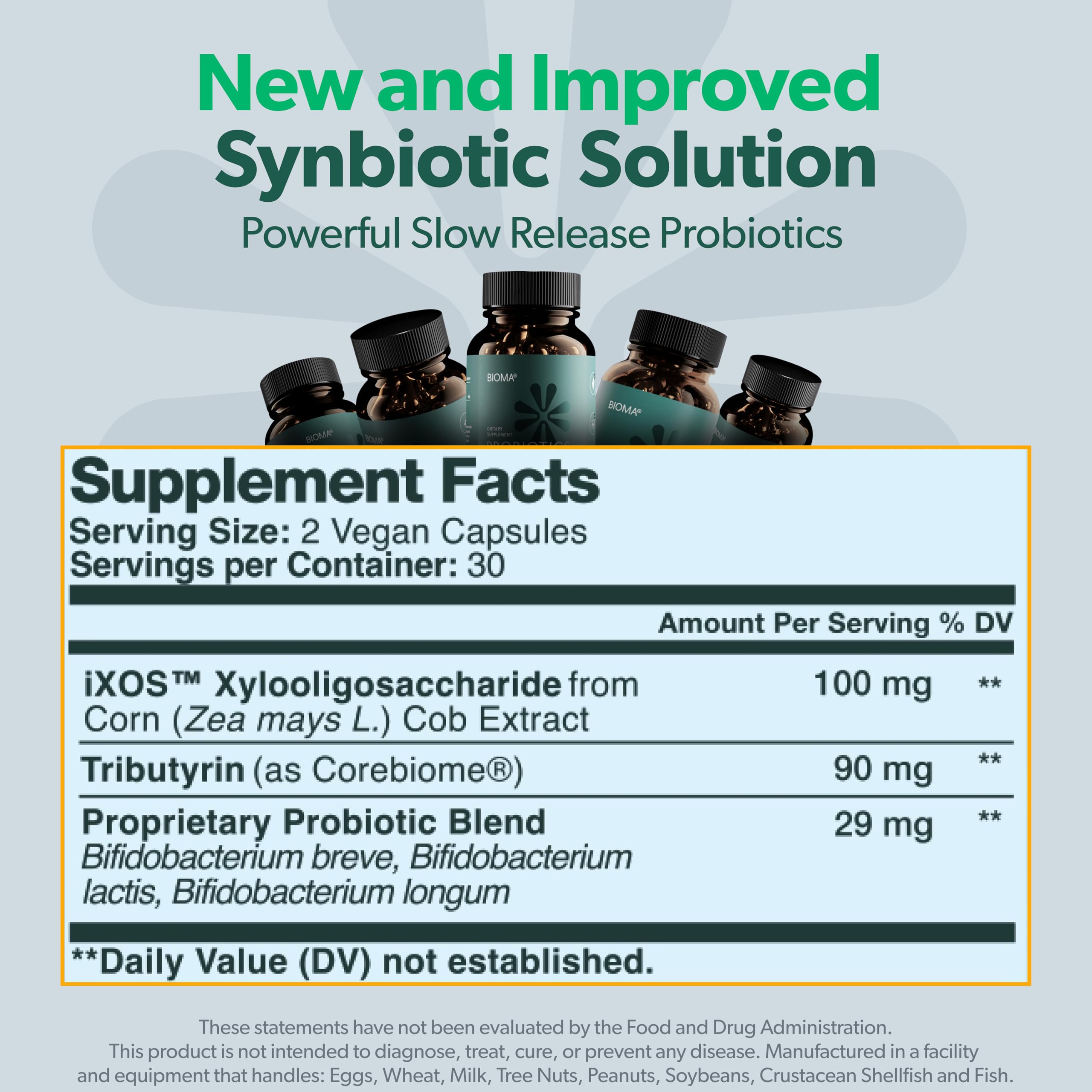 Bioma Probiotics for Digestive Health 3-in-1 Gut Health Formula 60 Capsules